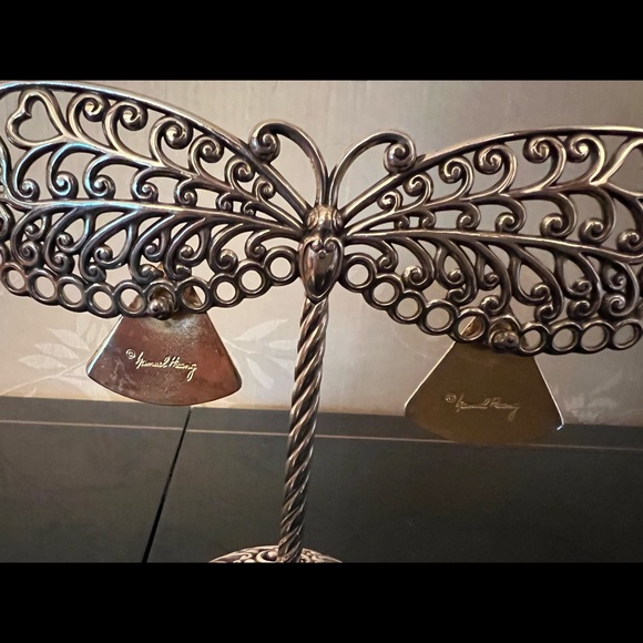 Vintage Samuel Huang Rose Blush & Gold Tone Triangular Pierced Earrings - Picture 4 of 4